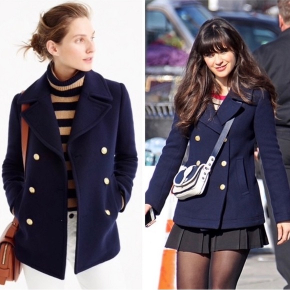 J. Crew Stadium Cloth Nello Gori Majesty Blue Wool Pea Coat